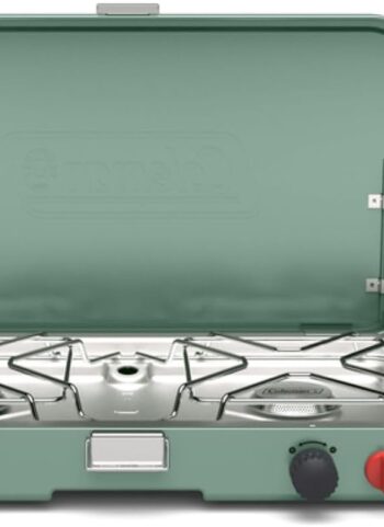 Coleman Cascade 222 2-Burner Camping Stove, Portable Cooktop with 22,000 BTUs, Matchless Lighting, & Dual Wind Guards, Great for Outdoor Cooking, Camping, Tailgating, Grilling, BBQs, & More
